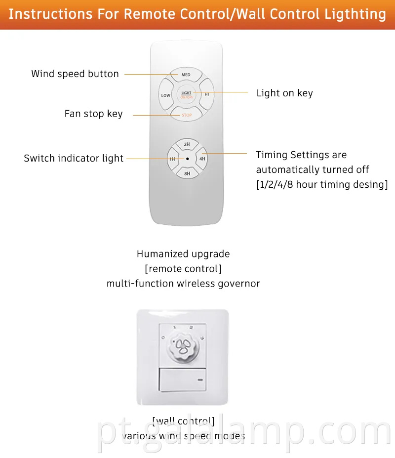 Ventilador de teto de lâmina retrátil com controle remoto e luz LED